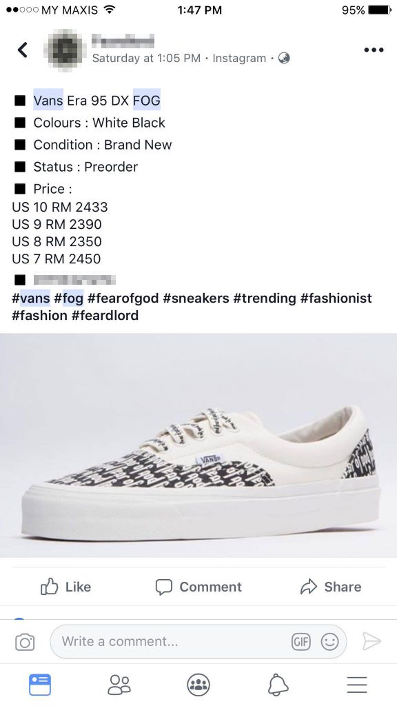 fear of god vans malaysia, fear of god 