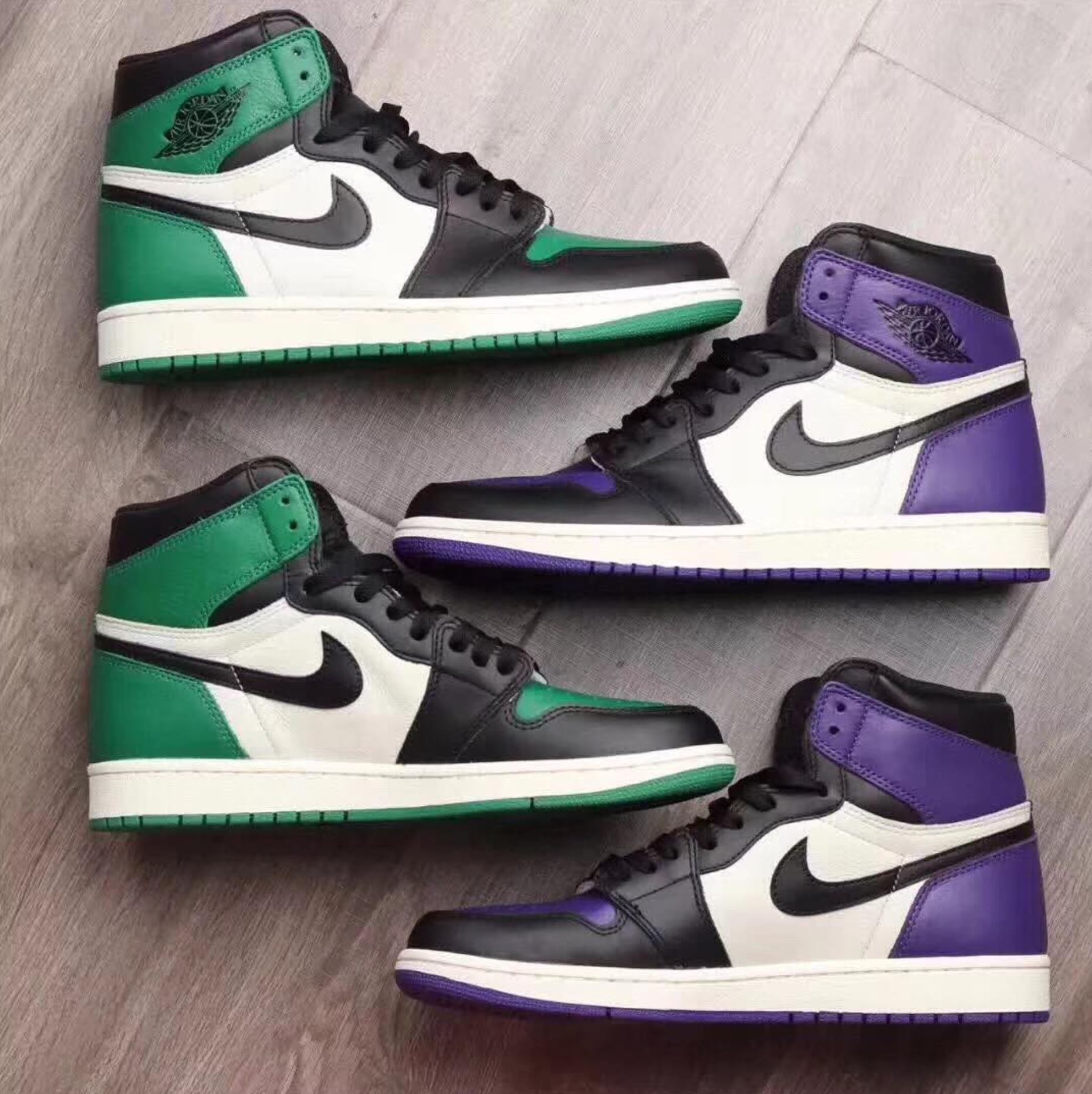 purple and green air jordan 1